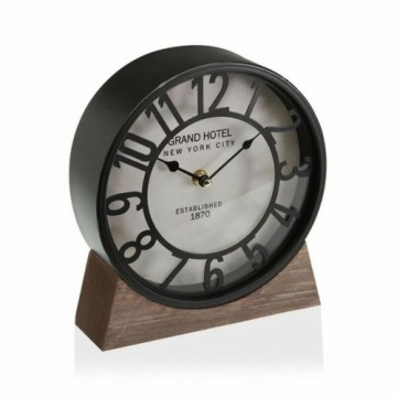 Table clock Versa Black MDF Wood (20 x 20 x 6 cm) (Ø 20 cm)