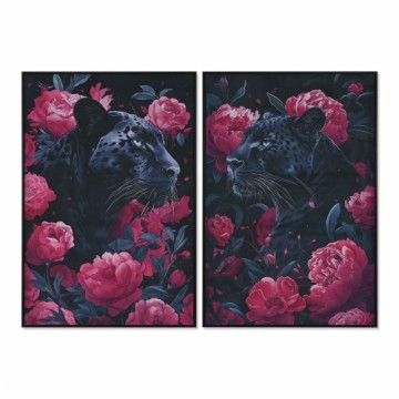 Painting Home ESPRIT Black Pink 83 x 4 x 123 cm (2 Units)