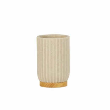 Toothbrush Holder Alexandra House Living Beige Golden Polyresin 7 x 11 x 7 cm