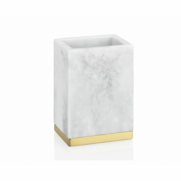 Toothbrush Holder Alexandra House Living White Golden Stainless steel Polyresin 5 x 10 x 7 cm