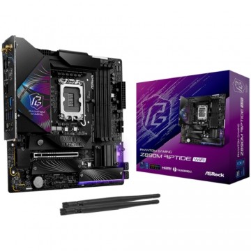 ASROCK MB Desktop Z890 Riptide Wi-Fi S1851, 4x DDR5, 1x PCIe 5.0 x16, 1x PCIe 4.0 x16, 1x PCIe 3.0 x1, 1x Blazing M.2, 4x Hyper M.2, 8x SATA3, 2x USB-C, 8x USB 3.2, 6x USB 2.0, Killer E3100 2.5GB, 802.11be Wi-Fi 7 + Bluetooth, 1x HDMI, 1x DP 1.4, ATX