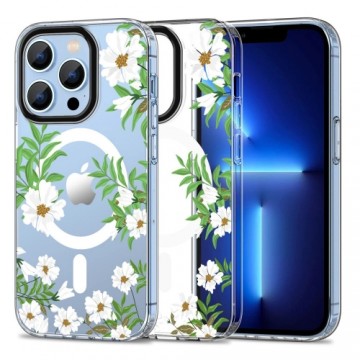 Tech-Protect MagMood MagSafe case for iPhone 13 Pro - daisies with leaves