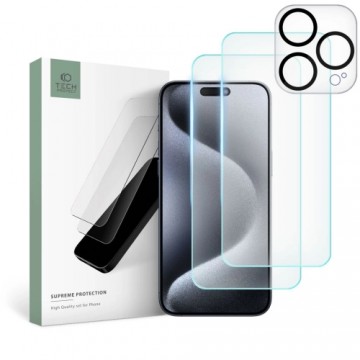 Tech-Protect Supreme Set for iPhone 15 Pro Max 2x Tempered Glass for Display | Tempered Glass for Camera