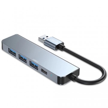 HUB Tech-Protect V0 5in1 USB-A - USB-A 3.0 | 3x USB-A 2.0 | USB-C - gray