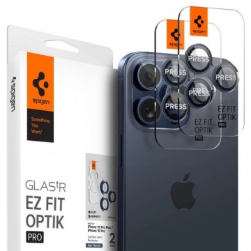 Spigen Optik.tR EZ Fit Camera Protector for iPhone 14 Pro | Pro Max | 15 Pro | Pro Max - Titanium Blue 2 pcs.