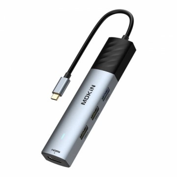 HUB 5in1 MOKiN USB-C PD 3.0 100W (silver)