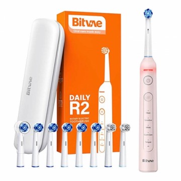 Rotary  toothbrush with tips set and travel case Bitvae R2 (pink)