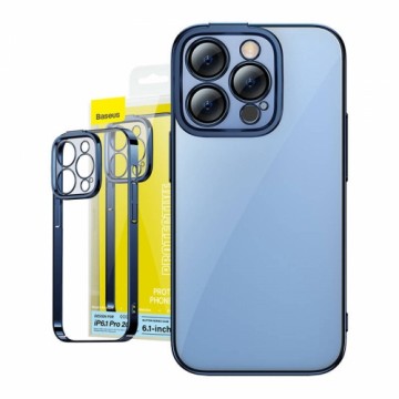 Baseus Glitter Transparent Case and Tempered Glass set for iPhone 14 Pro (blue)