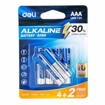 Alkaline batteries Deli  AAA LR03 4+2pcs