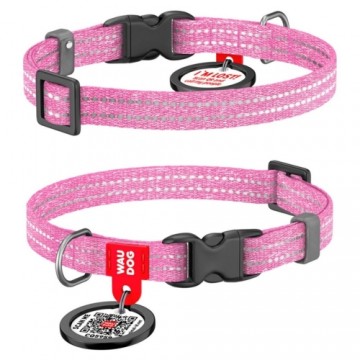 Collar WAUDOG Kakla siksna suņiem ar QR pasi, XS, W 10mm, L 20-30cm, Rozā