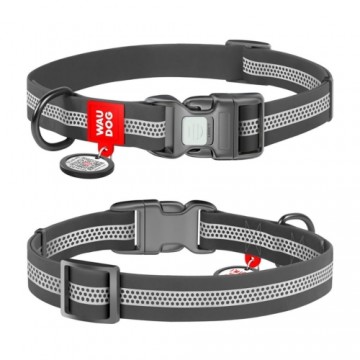 Collar WAUDOG Kakla siksna -Ūdensnecaurlaidīga ar QR pasi, atstar., pl. sprādze,S,25-35 cm,tumši pelēka