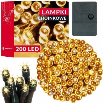 Ziemassvētku eglīšu lampiņas Springos CL0204 200 Led 15,5 m silti balts