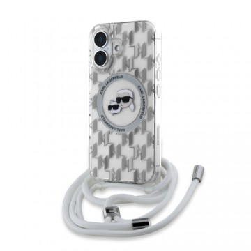 Karl Lagerfeld KLHMP16SHCKCKLCT iPhone    16 6.1" transparent hardcase IML Crossbody Monogram Karl & Choupette Head MagSafe