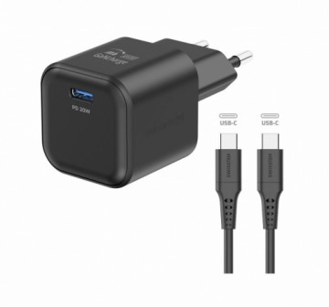 Swissten Tīkla Lādētājs GaN USB-C 20W PD + Datu kabelis USB-C-USB-C 1.2m