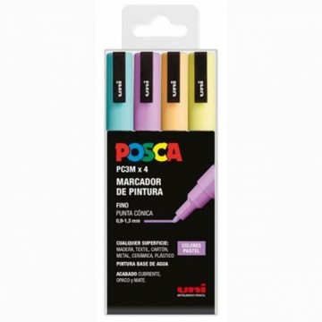 Akrila krāsas marķieris POSCA PC-3M/4C Pīrāgs 0,9-1,3 mm 4 Daudzums