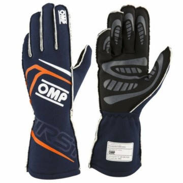 Gloves OMP Orange M FIA 8856-2018 Navy Blue