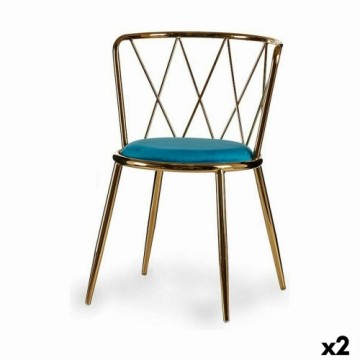 Chair Rhombus Blue Golden 50,5 x 73 x 51 cm (2 Units)