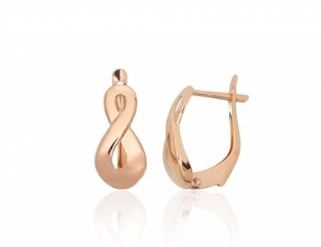 Gold earrings with 'english' lock #1201735(Au-R), Red Gold 585°, 1.53 gr.