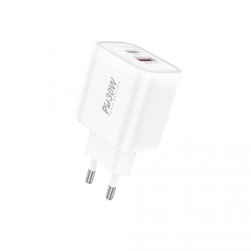 Foneng Wall charger EU52 - USB + Type C - QC 3.0 PD 30W white