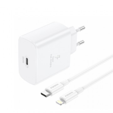 OEM Foneng Wall charger EU62 GaN - Type C - PD 45W with Type C to Lightning cable white