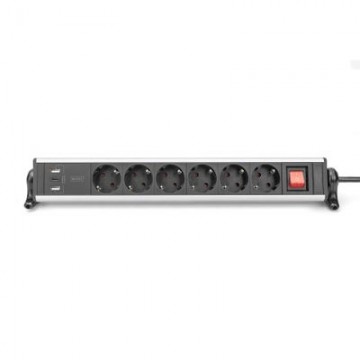 DIGITUS - power strip - with 3x USB ports - 3680 Watt