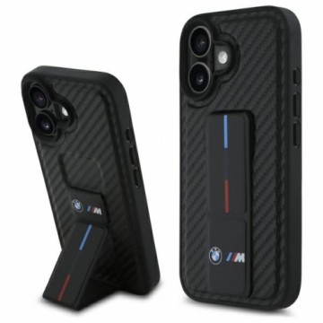 BMW BMHCP16SGSPCCK iPhone 16 6.1" czarny|black hardcase M Grip Stand Smooth and Carbon