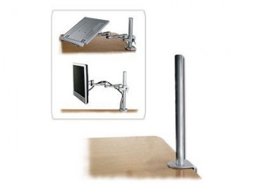 Lindy Desk Clamp Pole mounting component - for LCD display | notebook - silver, powder coat