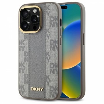 DKNY DKHMP14LPCPVSLE iPhone 14 Pro 6.1" beżowy|beige hardcase Leather Checkered Mono Pattern MagSafe