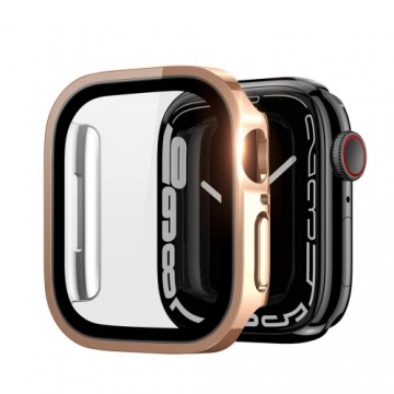 Dux Ducis Hamo Apple Apple Watch Series 7 / 8 / 9 41mm Ekrāna stikls un pilnīgas aizsardzības korpuss (PC) Rose Gold