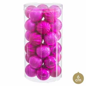 Christmas Baubles Fuchsia Plastic Ø 6 cm (30 Units)