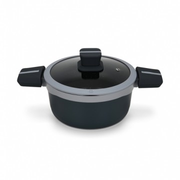 Stockpot Luxuria 20x10 cm / 2.5 LTR with glass lid with induction bottom (aluminium with non-stick coating)