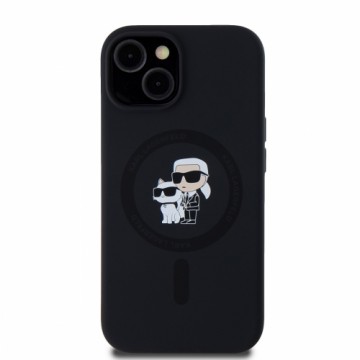 Karl Lagerfeld Liquid Silicone Karl and Choupette MagSafe Case for iPhone 14 Black