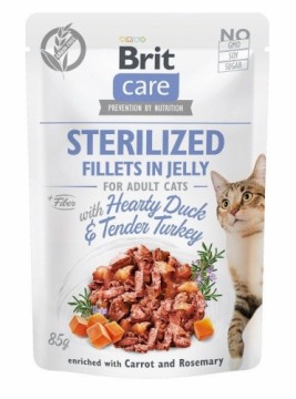 BRIT Care Sterilized Fillets in Jelly - duck and turkey fillets in jelly - wet cat food - 85 g