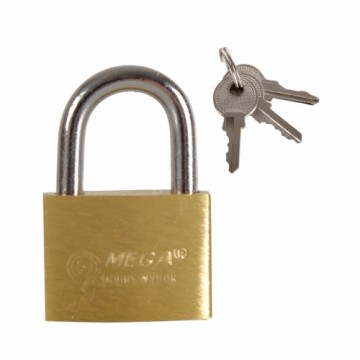 Padlock brass SLIM 25mm 3 keys