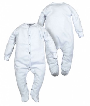 La Bebe™ NO Baby Romper Art.102450 White Zīdaiņu rāpulīši ar garām piedurknēm un pēdiņam no kokvilnas