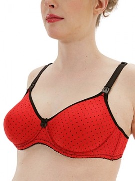 La Bebe™ Lingerie Cotton Art.73512 Red/Black Grūtnieču/barošanas krūšturis ar stingru atpogājamu bļodiņu un stabilu krūšu atbalstu