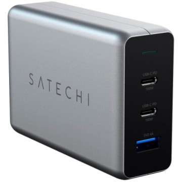 SATECHI 100W USB-C PD Compact Charger- EU ( x2 Type-C / x1 Type-A) (space gray)