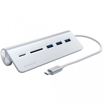 SATECHI Type-C Aluminum USB 3.0 Hub & Card Reader Silver