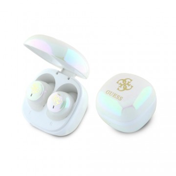 Guess słuchawki Bluetooth GUTWSJ144ESH    TWS + stacja dokująca biały|white Iridescent 4G Printed Logo