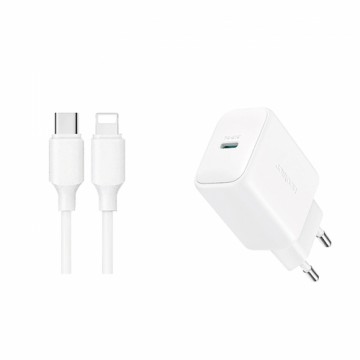 Joyroom JR-TCF20 USB-C PD 20W network charger - white + USB-C | Lightning cable 1m