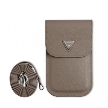 Guess PU Grained Triangle Logo Phone Bag Brown