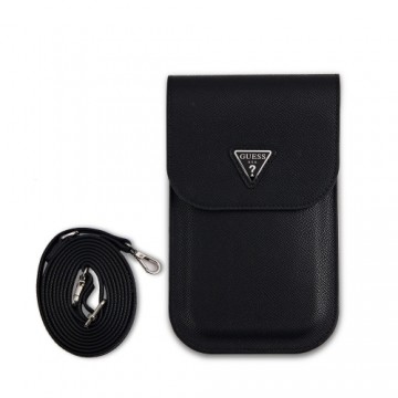 Guess PU Grained Triangle Logo Phone Bag Black