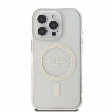 Guess IML Glitter Ring MagSafe Case for iPhone 16 Pro Max Transparent