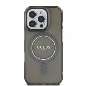 Guess IML Glitter Ring MagSafe Case for iPhone 16 Pro Max Black