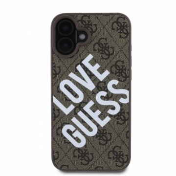 Guess PU Leather 4G Big Love Logo MagSafe Case for iPhone 16 Brown