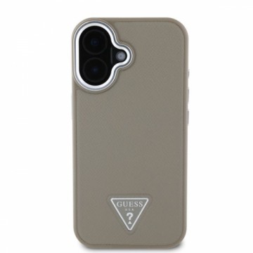 Guess PU Grained Triangle Logo Case for iPhone 16 Brown