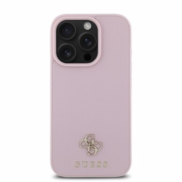 Guess PU Grained 4G Small Metal Logo MagSafe Case for iPhone 16 Pro Pink