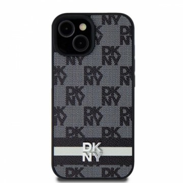 DKNY Leather Checkered Mono Pattern & Printed Stripes case for Samsung Galaxy S24+ - black