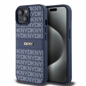 DKNY Leather Mono Stripe & Metal Logo case for iPhone 15 | 14 | 13 - blue