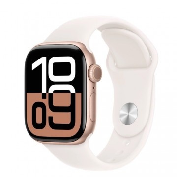 Apple Watch Series 10 Viedpulkstenis 46 mm / GPS / Cellular / Rose Gold Aluminium / Light Blush Sport Band / S-M